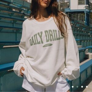 NWOT Daily Drills oversized sport crew in white